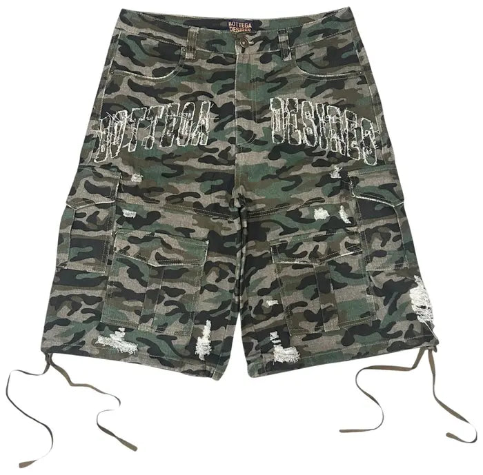 Bottega Desires Camo Cargo Shorts for Men