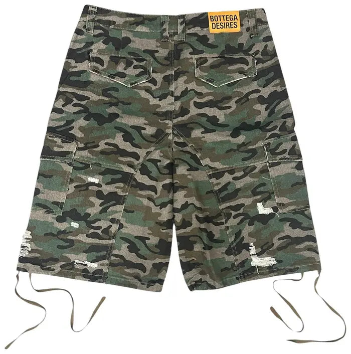 Bottega Desires Camo Cargo Shorts for Men