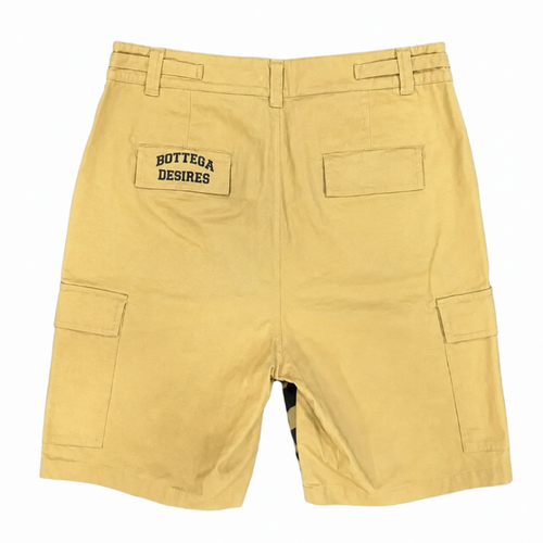BOTTEGA DESIRES CAMO CARGO SHORTS