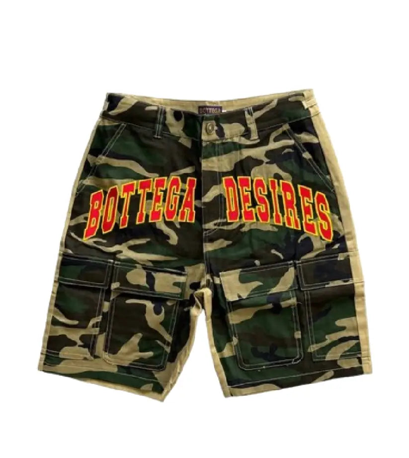 Bottega Desires Camo Cargo Shorts Streetwear USA