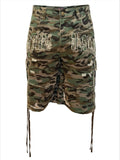 Bottega Desires Distressed Camo Cargo Shorts