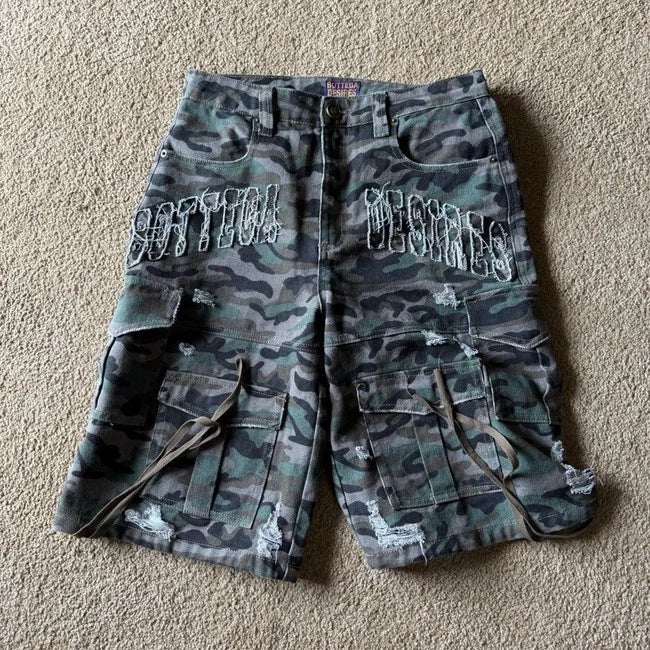Bottega Desires Camouflage Cargo Shorts USA