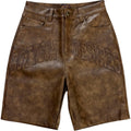 Bottega Desires Brown Embossed Leather-Look Shorts